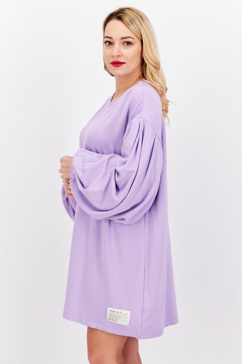 TRIBE OF 6 Women Plain Mini Dress, Lavender - Image 4